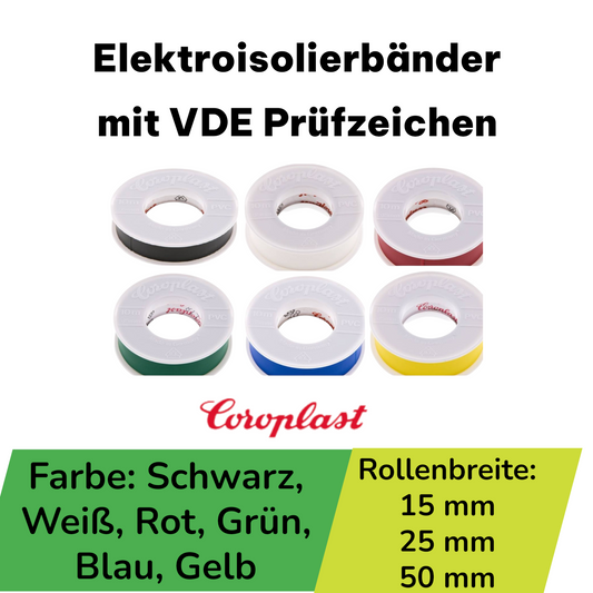 Coroplast Elektro Isolierband 15m x 10mm grün-gelb